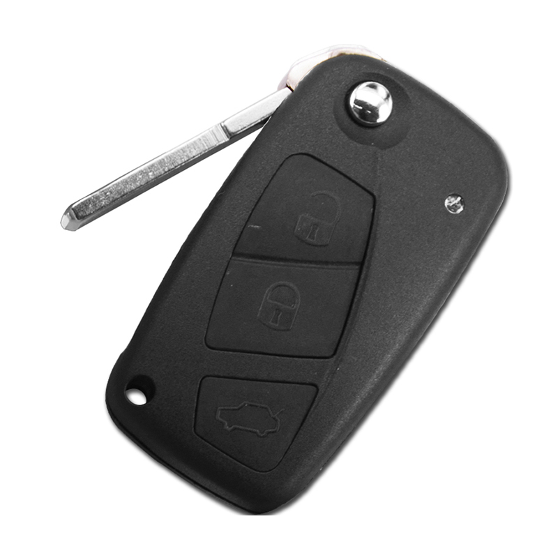 Clé Voiture Télécommande 3 Boutons 433 MHz Pour Fiat Ducato 500L Punto - Puce PCF7946 Système Marelli - Coque + Lame Vierge - Noir